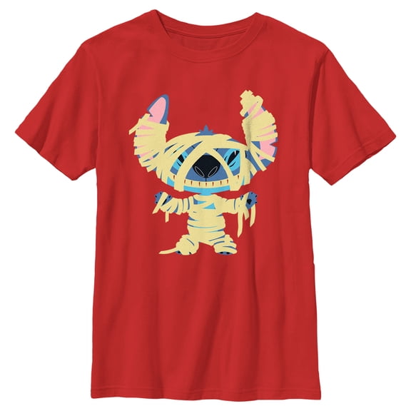 Boy's Lilo & Stitch Halloween Mummy Stitch  Graphic Tee Red Small