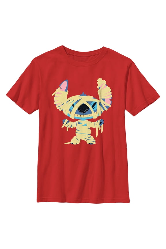 Boy's Lilo & Stitch Halloween Mummy Stitch  Graphic Tee Red Small