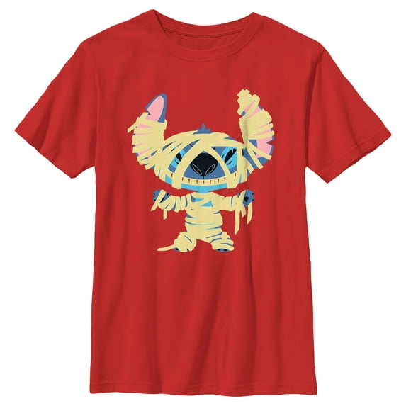 Boy's Lilo & Stitch Halloween Mummy Stitch Graphic Tee Red Small