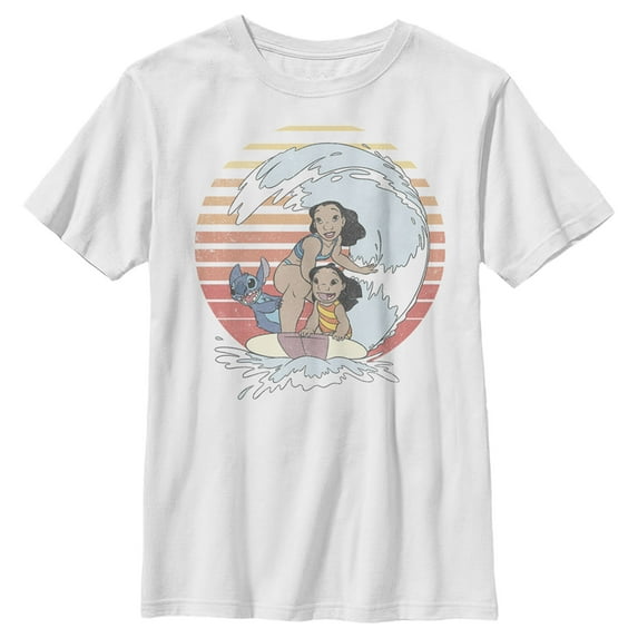 Boy's Lilo & Stitch Hang 10 Graphic Tee White Small