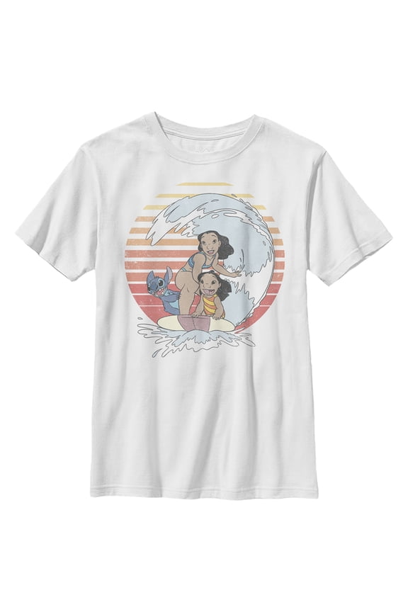 Boy's Lilo & Stitch Hang 10  Graphic Tee White X Small