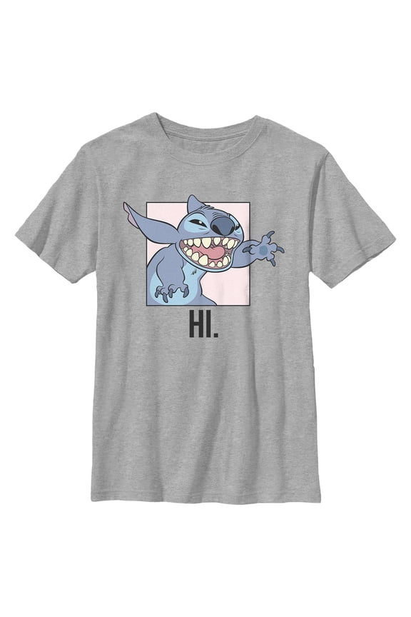 Boy's Lilo & Stitch Hi. Reaching Out Stitch Graphic Tee Athletic Heather Medium