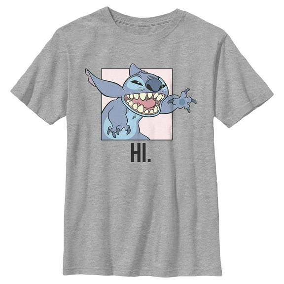 Boy's Lilo & Stitch Hi. Reaching Out Stitch  Graphic Tee Athletic Heather Small