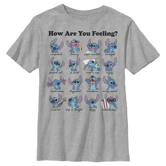 Boy's Lilo & Stitch How Are You Feeling  Graphic Tee Athletic Heather Small