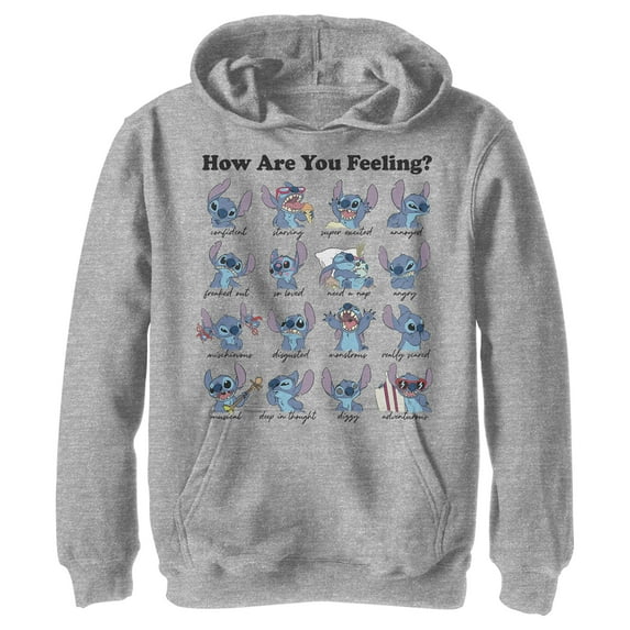 Boy's Lilo & Stitch How Are You Feeling Pull Over Hoodie Athletic Heather Large