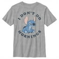 thumbnail image 1 of Boy's Lilo & Stitch I Don't Do Mornings Stitch Distressed Graphic Tee Athletic Heather Large, 1 of 5