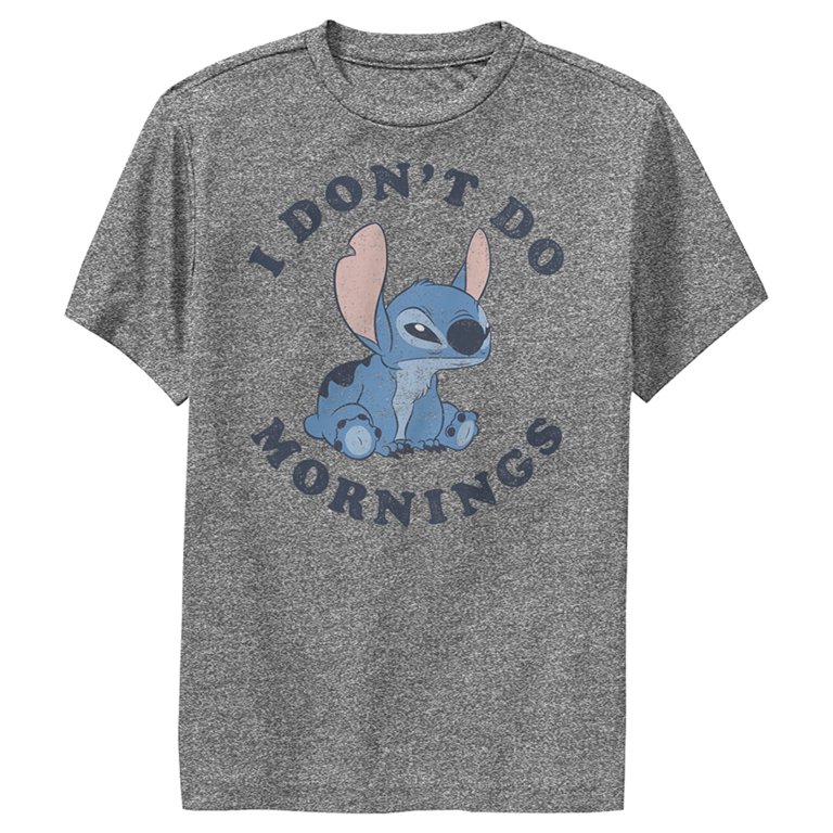 g'morning stitch logo Tee Tシャツ　Lサイズ Boy's Lilo & Stitch I Don't Do Mornings Stitch Distressed