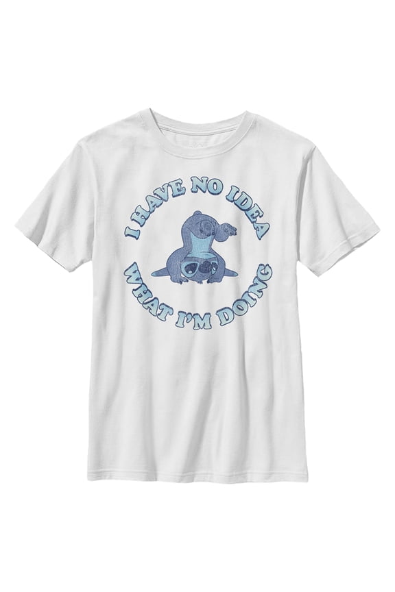 Boy's Lilo & Stitch I Have No Idea Graphic Tee White Medium