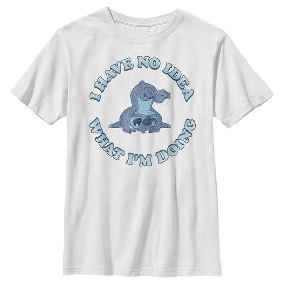 Boy's Lilo & Stitch I Have No Idea Graphic Tee White X Large