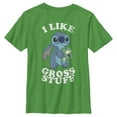 thumbnail image 1 of Boy's Lilo & Stitch I Like Gross Stuff Stitch Distressed  Graphic Tee Kelly Green Large, 1 of 4