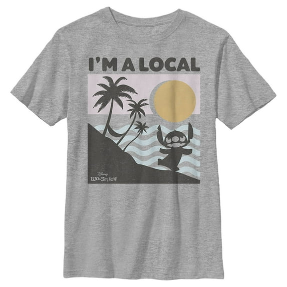 Boy's Lilo & Stitch I'm A Local Beach and Waves Graphic Tee Athletic Heather X Large