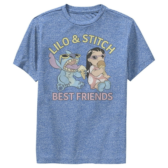 Boy's Lilo & Stitch Ice Cream & Best Friends Performance Graphic Tee Royal Blue Heather Large