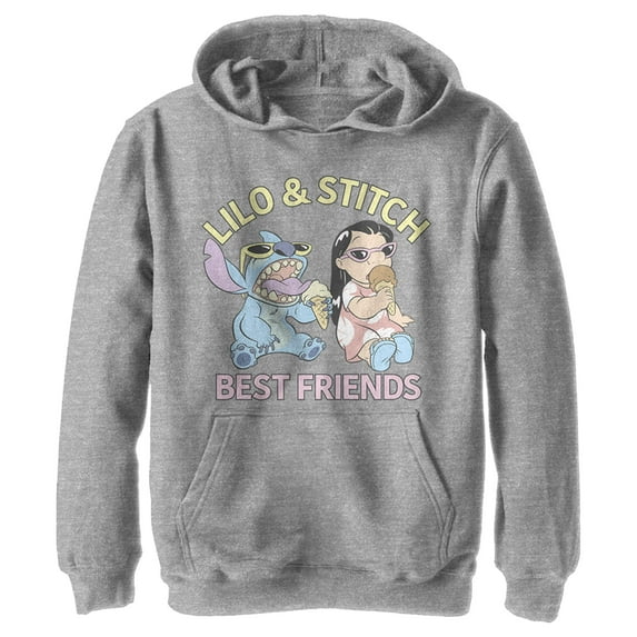 Boy's Lilo & Stitch Ice Cream & Best Friends Pull Over Hoodie Athletic Heather Medium