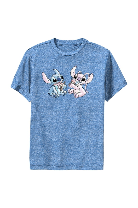 Boy's Lilo & Stitch Ice Cream Couple Performance Graphic Tee Royal Blue Heather Medium