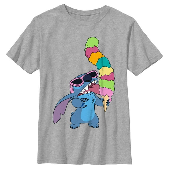 Boy's Lilo & Stitch Ice Cream Lover Stitch Graphic Tee Athletic Heather Large