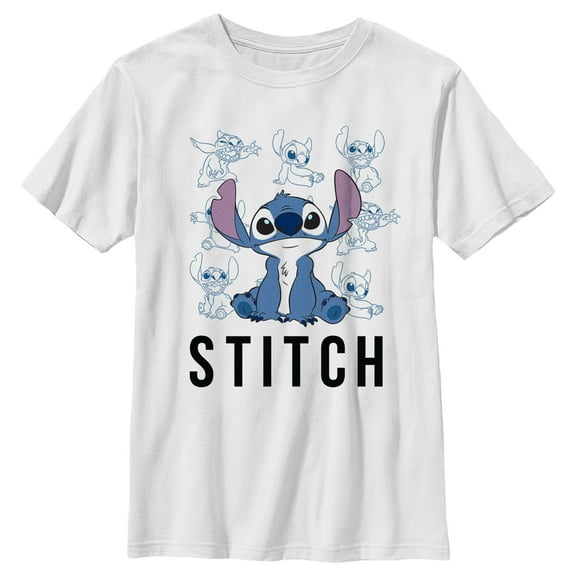 Boy's Lilo & Stitch Iconic Poses Collage  Graphic Tee White Large