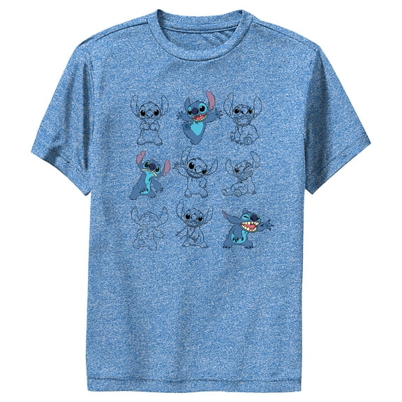 Boy's Lilo & Stitch Iconic Poses  Performance Graphic Tee Royal Blue Heather Medium