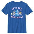 thumbnail image 1 of Boy's Lilo & Stitch It's My Birthday Distressed Graphic Tee Royal Blue Small, 1 of 5