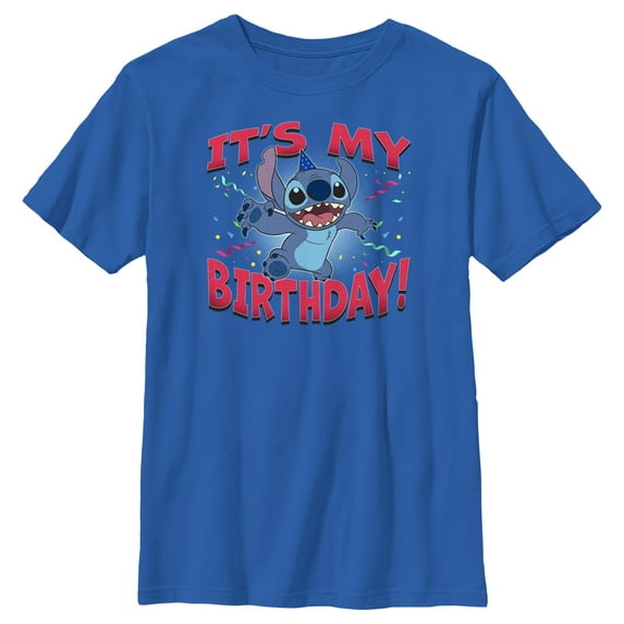Boy's Lilo & Stitch It's My Birthday Experiment 626 Graphic Tee Royal Blue X Small