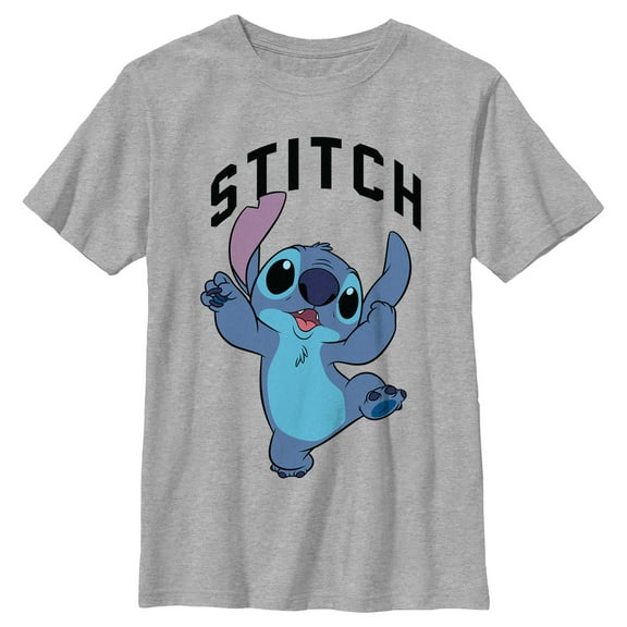 Boy's Lilo & Stitch Jumping Stitch  Graphic Tee Athletic Heather Medium