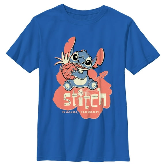 Boy's Lilo & Stitch Kauai Pineapple Stitch  Graphic Tee Royal Blue Small