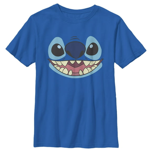 Boy's Lilo & Stitch Large Face Stitch  Graphic Tee Royal Blue Large