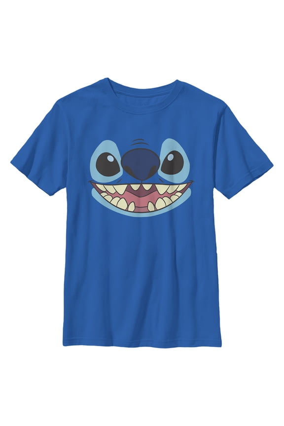 Boy's Lilo & Stitch Large Face Stitch Graphic Tee Royal Blue Small