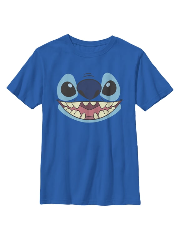 Boy's Lilo & Stitch Large Face Stitch Graphic Tee Royal Blue Small