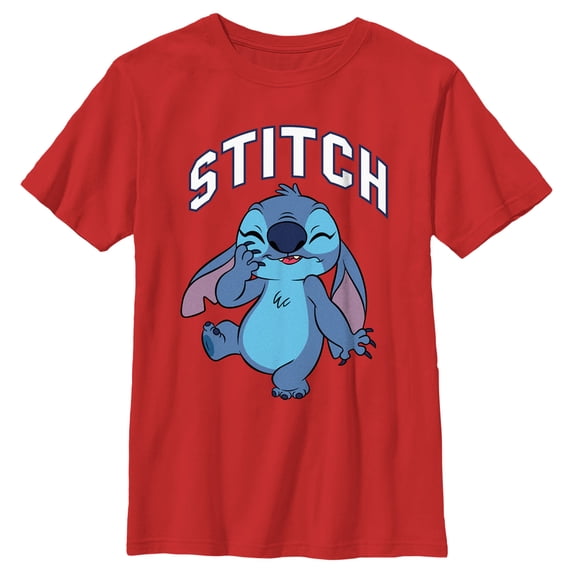 Boy's Lilo & Stitch Laughing Stitch Graphic Tee Red Small