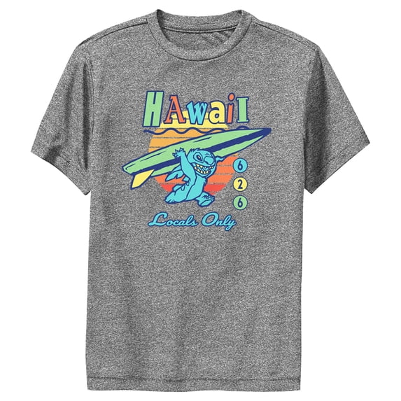 Boy's Lilo & Stitch Locals Only Experiment 626 Performance Graphic Tee Charcoal Heather Medium