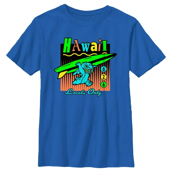 Boy's Lilo & Stitch Locals Only Hawaii Graphic Tee Royal Blue X Small
