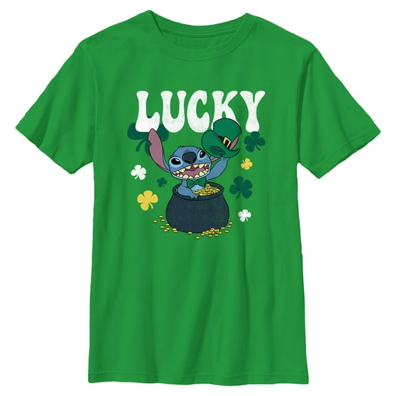 Boy's Lilo & Stitch Lucky Pot of Gold Graphic T-Shirt