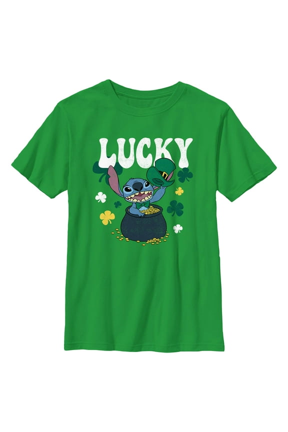 Boy's Lilo & Stitch Lucky Pot of Gold Graphic T-Shirt