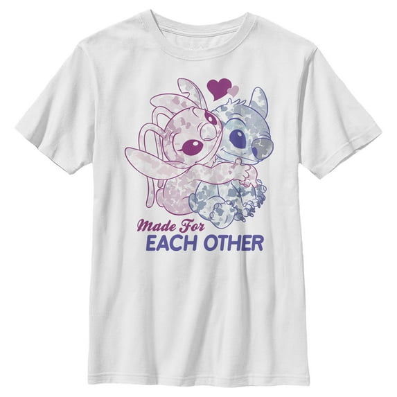 Boy's Lilo & Stitch Made for Each Other Graphic Tee White X Small