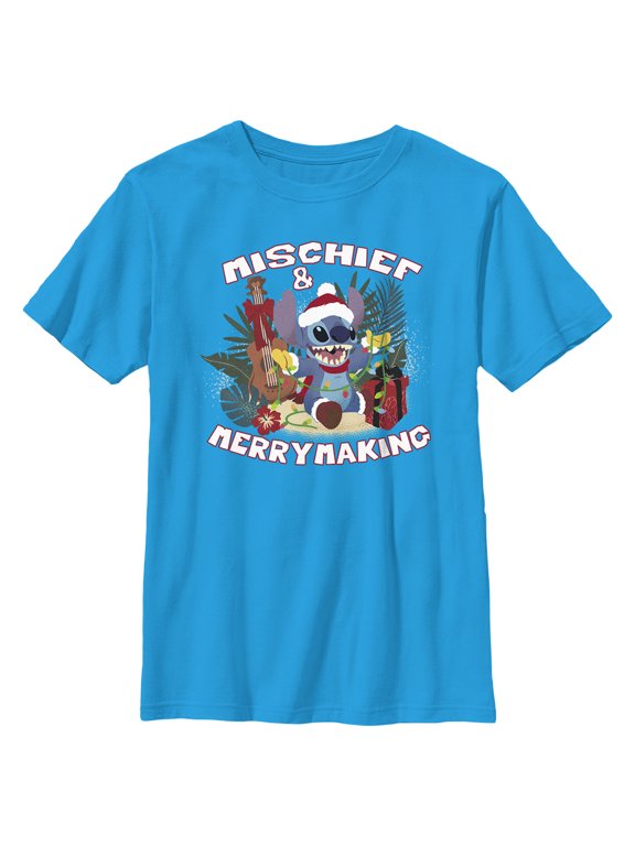 Boy's Lilo & Stitch Mischief and Merrymaking Graphic Tee Turquoise Small