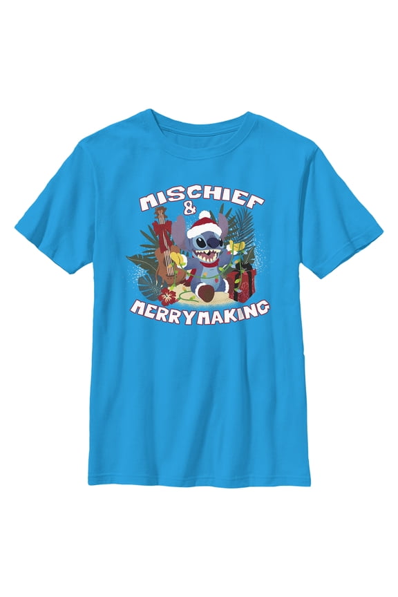 Boy's Lilo & Stitch Mischief and Merrymaking Graphic Tee Turquoise X Large