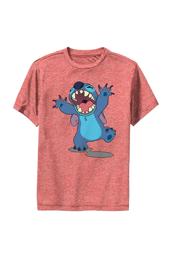 Boy's Lilo & Stitch Monster Stitch Performance Graphic Tee Red Heather Small