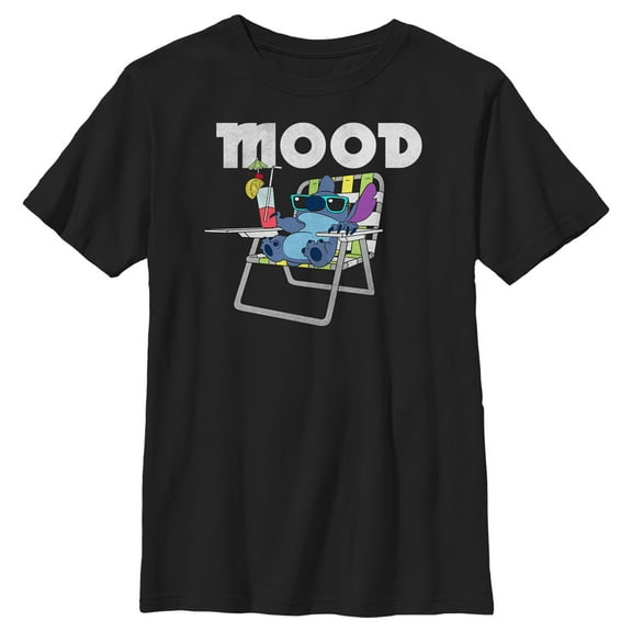 Boy's Lilo & Stitch Mood Relaxing Stitch  Graphic Tee Black X Large