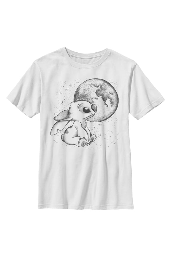 Boy's Lilo & Stitch Moon Sketch Stitch Graphic Tee White X Small