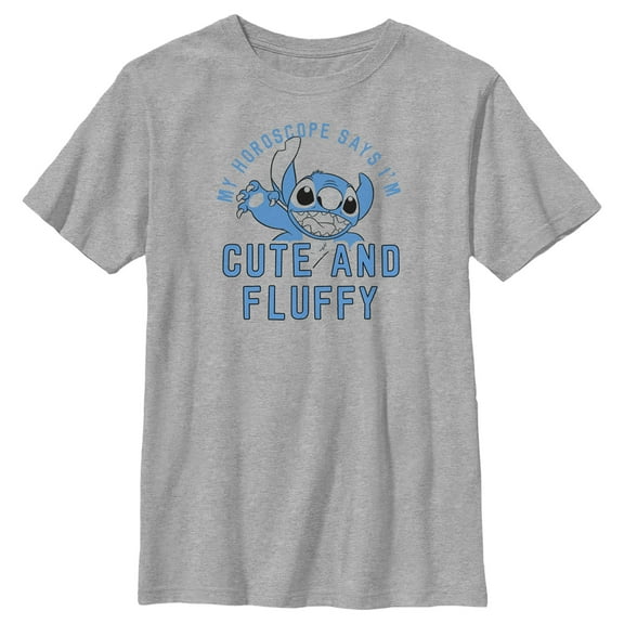 Boy's Lilo & Stitch My Horoscope Says I'm Cute and Fluffy  Graphic Tee Athletic Heather X Large