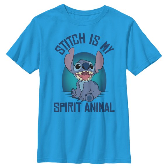 Boy's Lilo & Stitch My Spirit Animal  Graphic Tee Turquoise Large