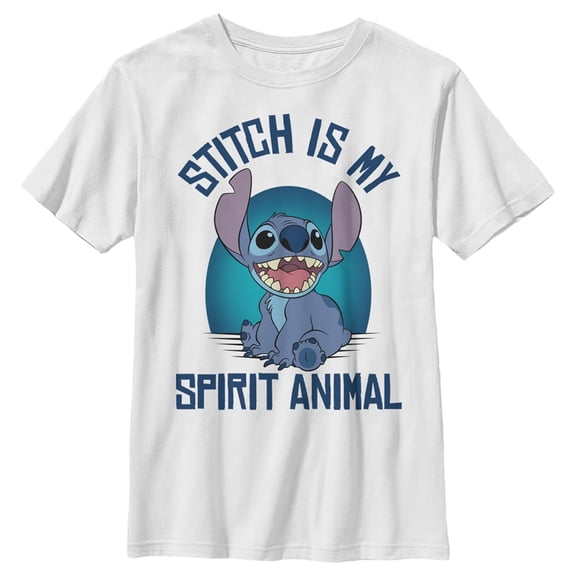Boy's Lilo & Stitch My Spirit Animal  Graphic Tee White Large