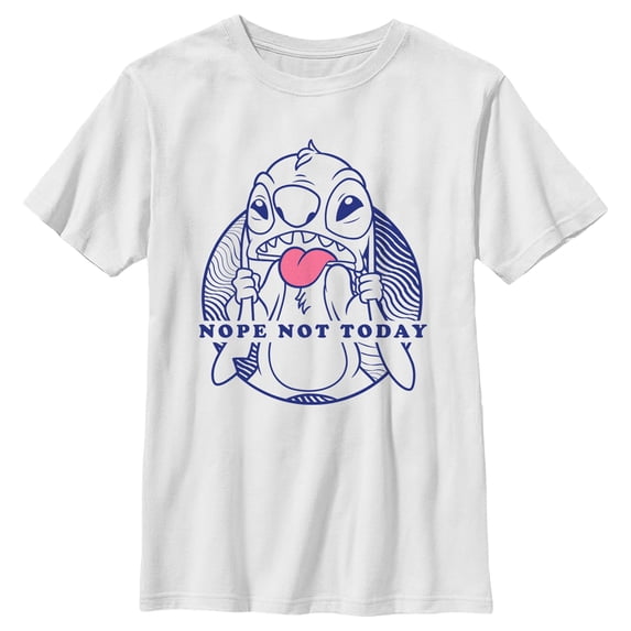 Boy's Lilo & Stitch Nope Not Today Angry Stitch Graphic Tee White Small