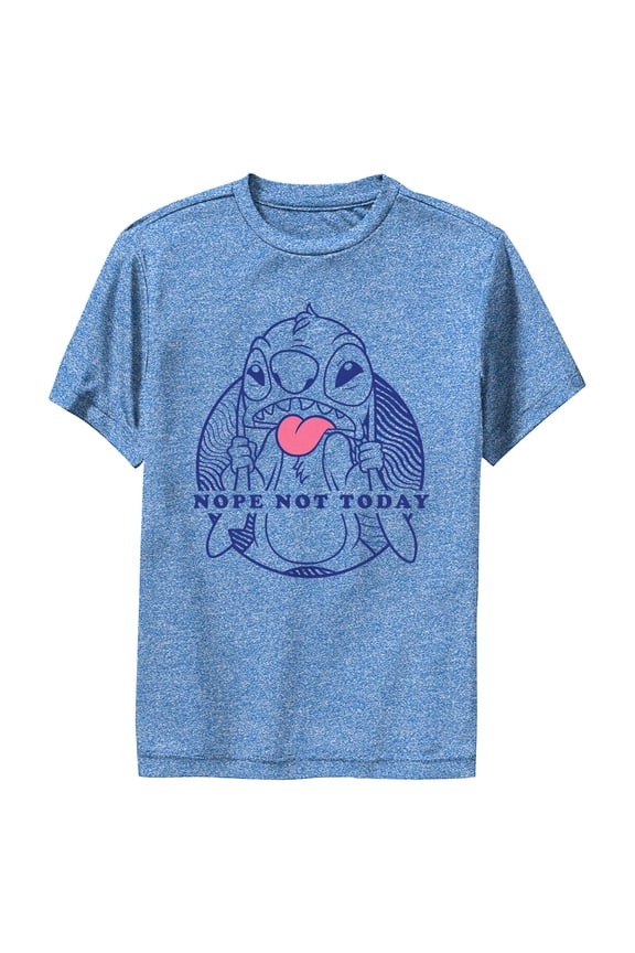 Boy's Lilo & Stitch Nope Not Today Angry Stitch Performance Graphic Tee Royal Blue Heather X Large