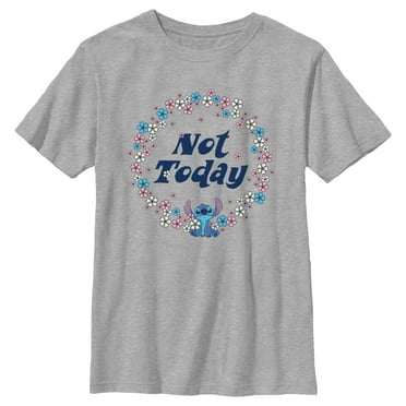 Boy's Lilo & Stitch Not Today Floral Circle  Graphic Tee Athletic Heather Small
