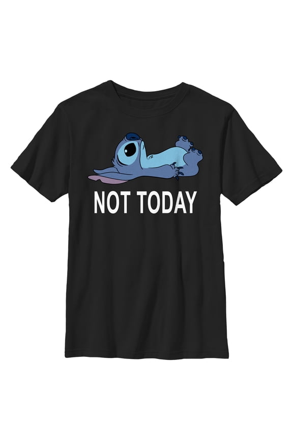 Boy's Lilo & Stitch Not Today Graphic Tee Black Large
