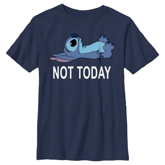 Boy's Lilo & Stitch Not Today Graphic Tee Navy Blue Small