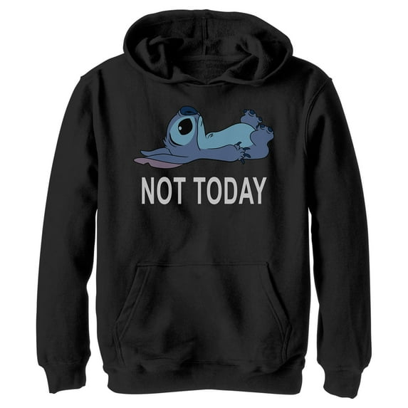 Boy's Lilo & Stitch Not Today Pull Over Hoodie Black Large