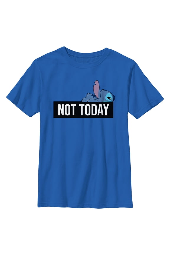 Boy's Lilo & Stitch Not Today Tired Stitch  Graphic Tee Royal Blue Medium