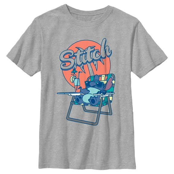 Boy's Lilo & Stitch Orange Juice Stitch  Graphic Tee Athletic Heather X Large